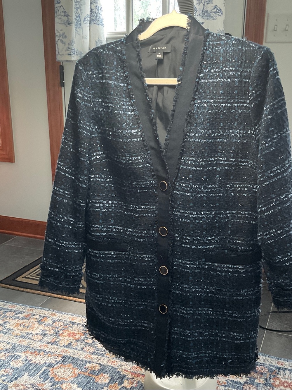 Ann Taylor Black and Navy Tweed blazer